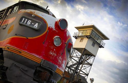 Red Train with Watch Tower